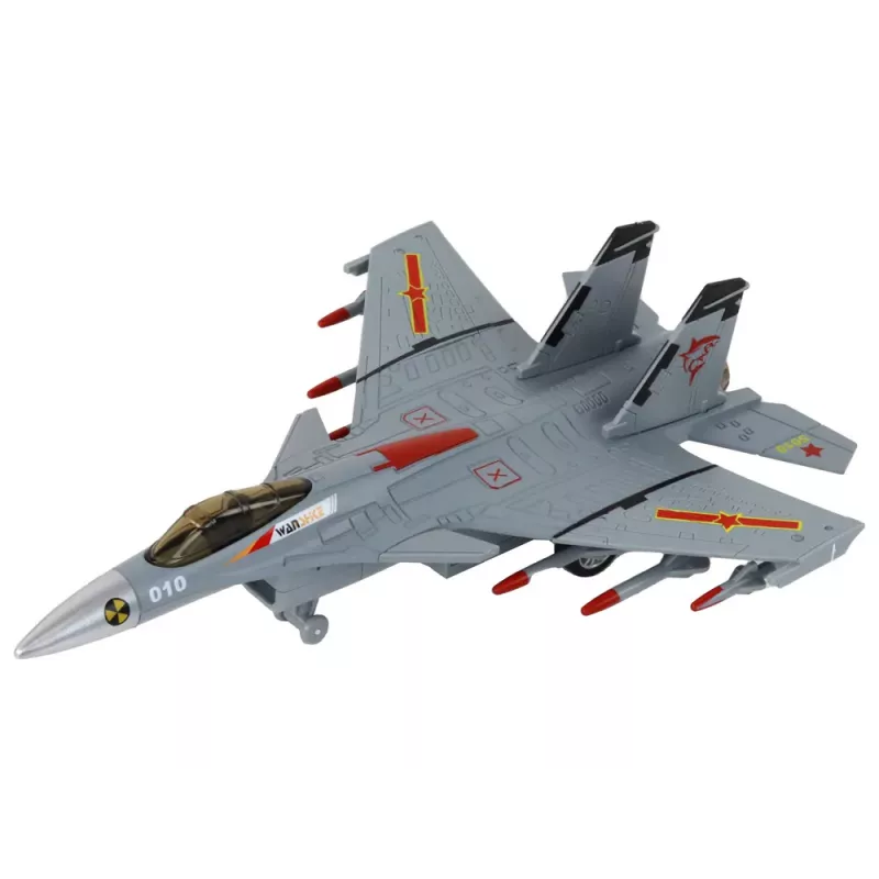 LEAN TOYS Lėktuvo modelis su trinties pavara, pilka, juoda arba geltona