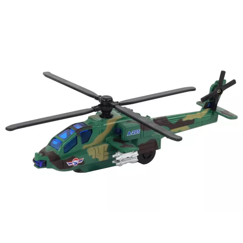 LEAN TOYS Karinis sraigtasparnis iš lieto metalo su garsu ir šviesomis