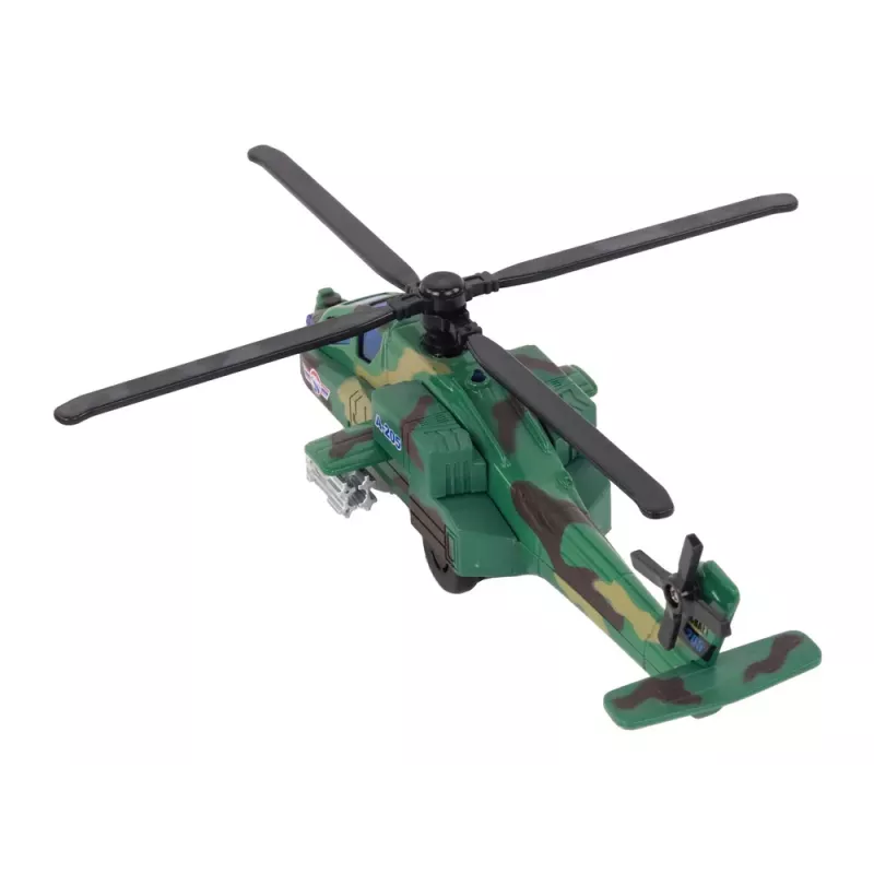 LEAN TOYS Karinis sraigtasparnis iš lieto metalo su garsu ir šviesomis