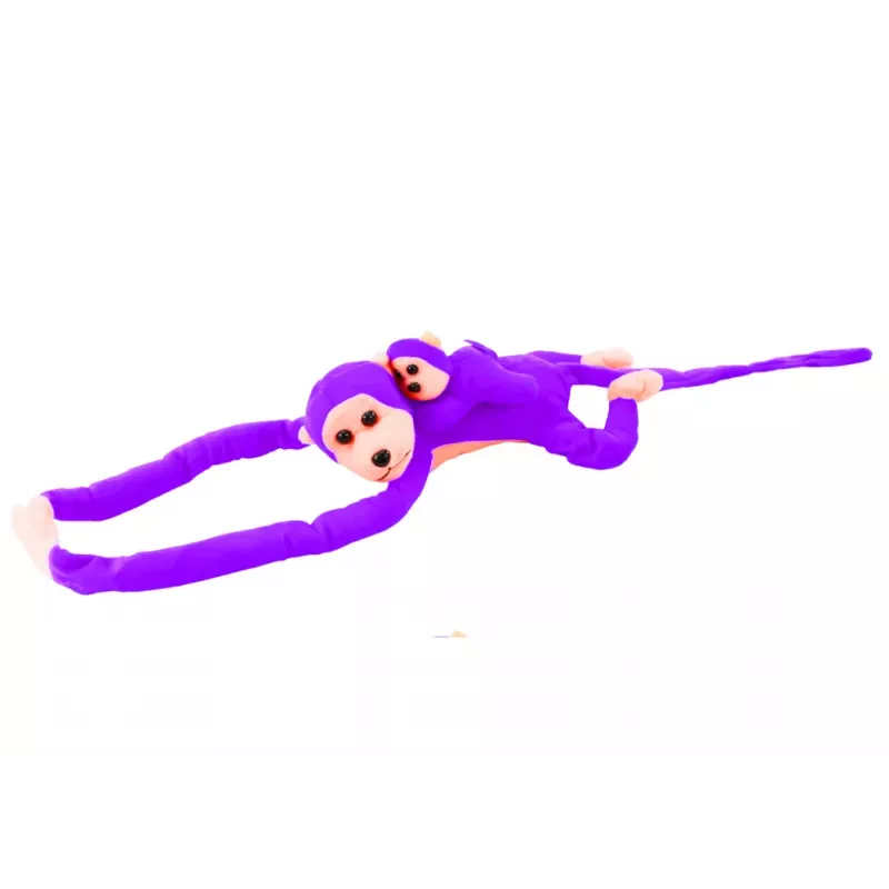 LEAN TOYS Mascot Plush Monkey with Baby, Purple 90 cm