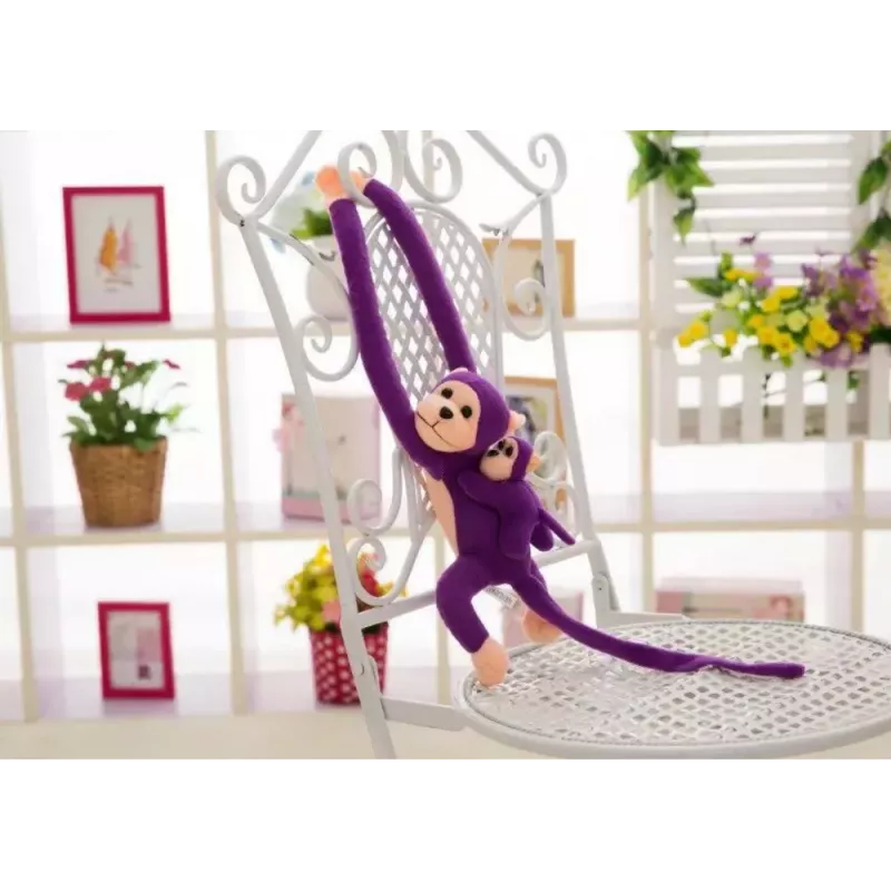 LEAN TOYS Mascot Plush Monkey with Baby, Purple 90 cm