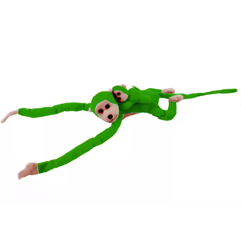 LEAN TOYS Mascot Plush Monkey with Baby, Green 90 cm