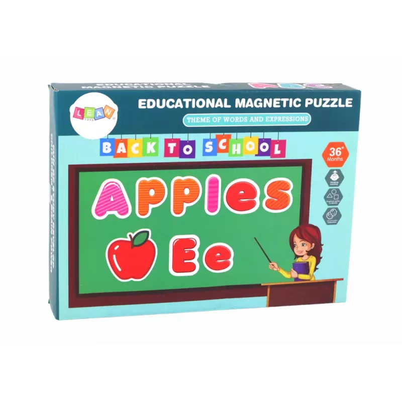 LEAN TOYS Edukacinis magnetinis dėlionės rinkinys su daugiafunkcine lenta, 100-120 dalių, gyvūnų tema, dvipusė balta ir juoda lenta, medinė dėžutė, nuo 3 metų