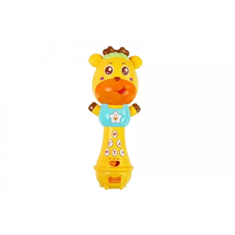 LEAN TOYS Edukacinis stūmikas kūdikiui su interaktyviu mikrofonu