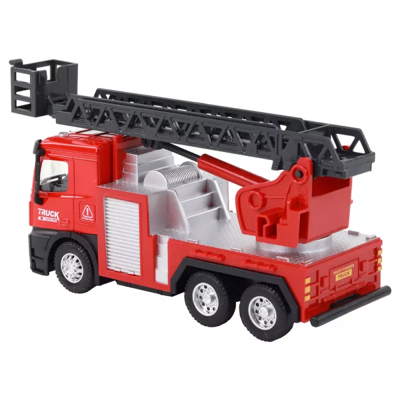 LEAN TOYS Raudonas gaisrinis automobilis su ištraukiamomis kopėčiomis