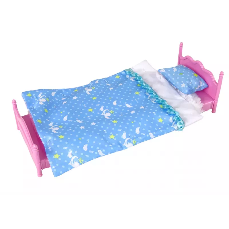 LEAN TOYS Baldų rinkinys lėlėms: lova, spinta, tualetinis staliukas 29-30 cm mados lėlėms, rožinė, 3 dalys