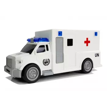 LEAN TOYS Automobilis Greitosios Pagalbos su Inercine Pavara Baltas 1:20 su Garsu