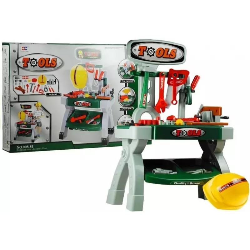 LEAN TOYS Vaikų darbo stalas su įrankiais ir spaustuvais „Pasidaryk pats“ dirbtuvės