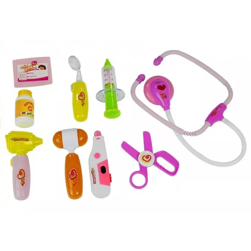 LEAN TOYS Vaikų gydytojo rinkinys dėkle - 18 dalių medicininio vaidmenų žaidimo rinkinys