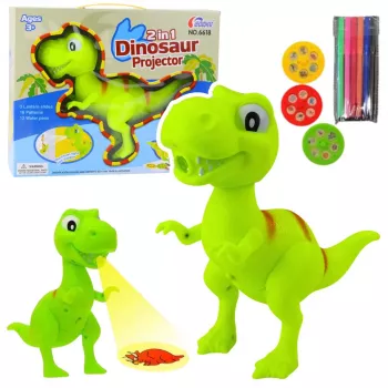 LEAN TOYS T-Rex Dinozaurų Projektorius Piešimui ir Spalvinimui 18 Paveikslėlių 2-in-1 Markeriai