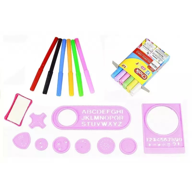 LEAN TOYS Sulankstoma 2v1 lenta - kreida ir žymekliai