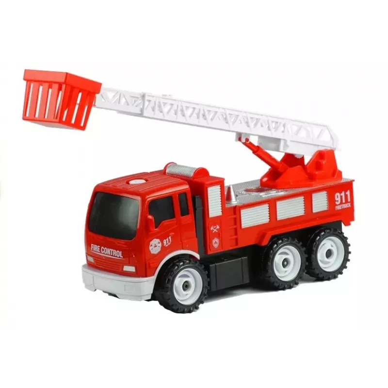LEAN TOYS Išardomas gaisrinis automobilis Mažasis mechanikas su ratų veržliarakčiu ir atsuktuvu