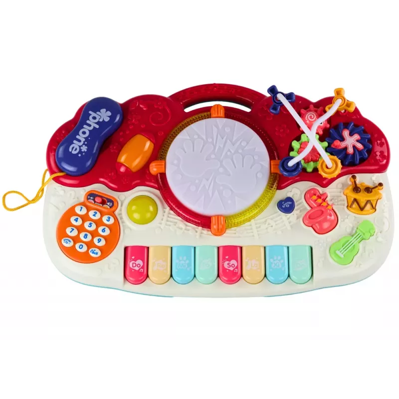 LEAN TOYS Vargoninis pianinas edukacinis muzikos būgnai garsai šviesa