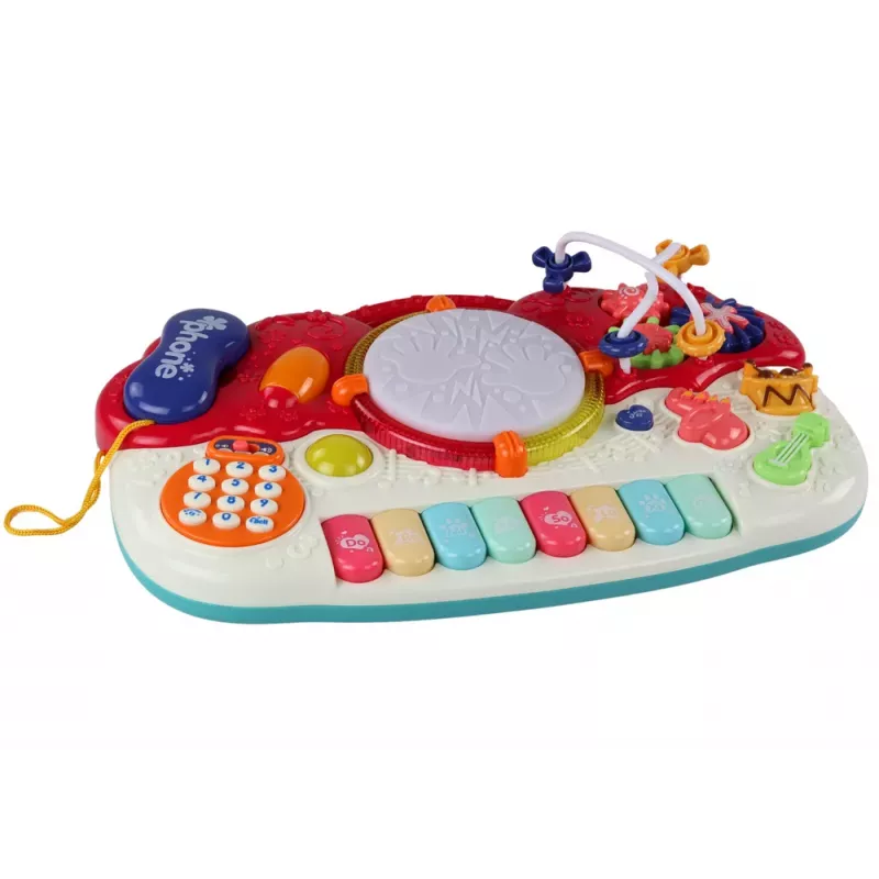 LEAN TOYS Vargoninis pianinas edukacinis muzikos būgnai garsai šviesa