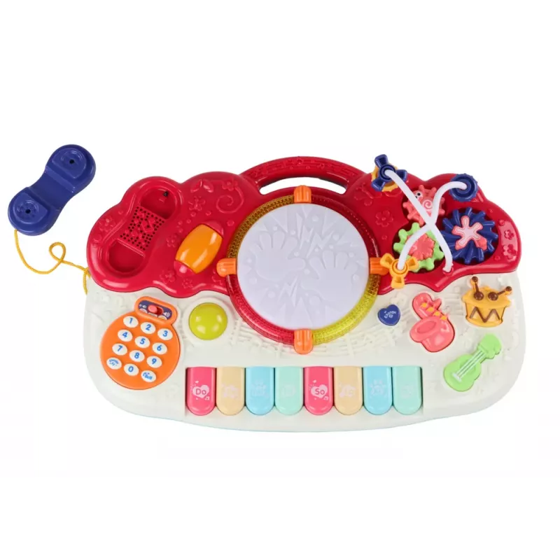 LEAN TOYS Vargoninis pianinas edukacinis muzikos būgnai garsai šviesa