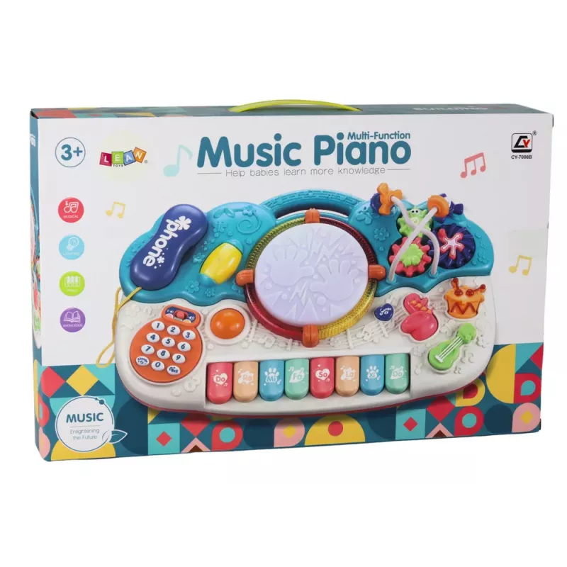 LEAN TOYS Vargoninis pianinas edukacinis muzikos būgnai garsai šviesa