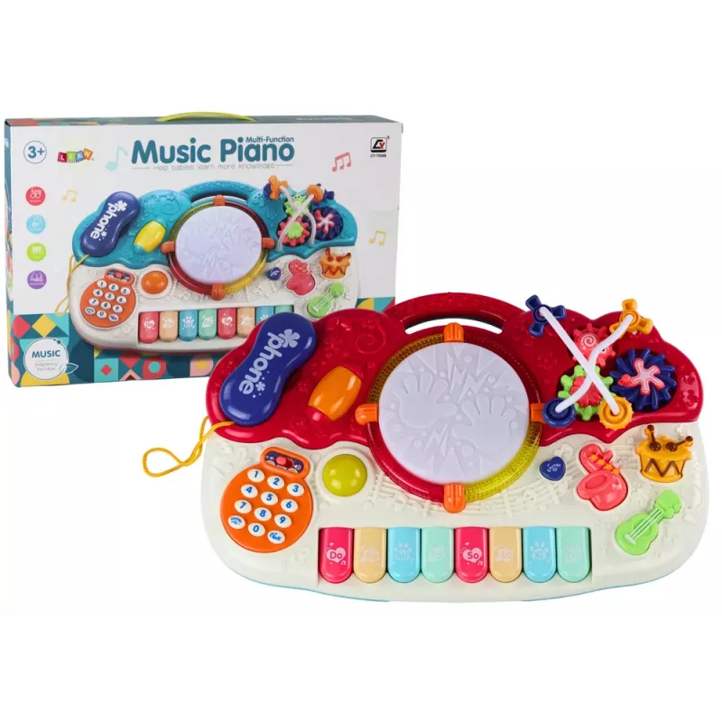 LEAN TOYS Vargoninis pianinas edukacinis muzikos būgnai garsai šviesa