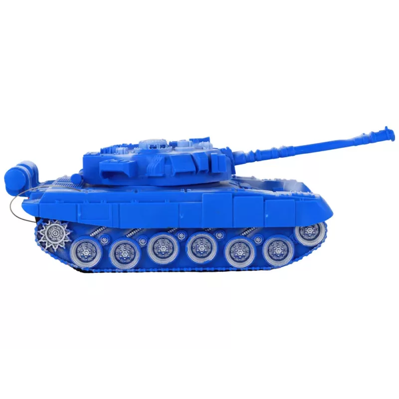 LEAN TOYS R/C Tank nuotoliniu valdymu, su šviesomis ir garsu, mėlynas, 1:18, 27MHz