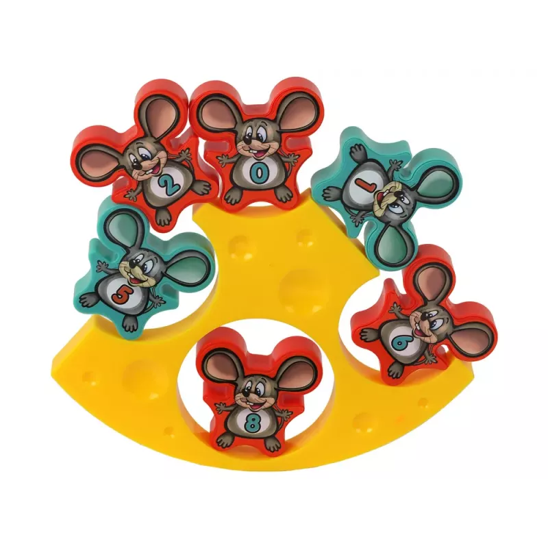 LEAN TOYS Arcade Game Mice Balancing Cheese Tower 12 Pieces - Maths Lesson