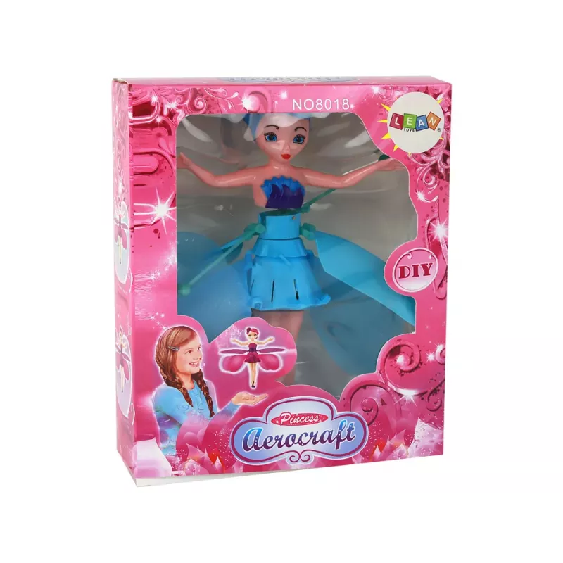 LEAN TOYS Rankomis valdoma stebuklinga mėlyna fėja skraidanti lėlė