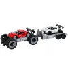LEAN TOYS Raudono visureigio ir balto sportinio automobilio bei vilkiko rinkinys