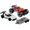 LEAN TOYS Raudono visureigio ir balto sportinio automobilio bei vilkiko rinkinys