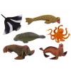 LEAN TOYS Jūros gyvūnų figūrėlių rinkinys Vėplys Ruonis Aštuonkojis 6 vnt.