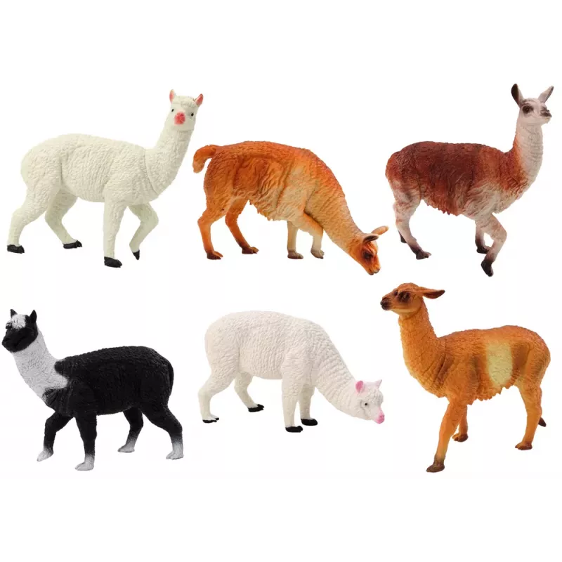 LEAN TOYS Set of Alpaca Llama Farm Set Figures 6 pcs. Mix