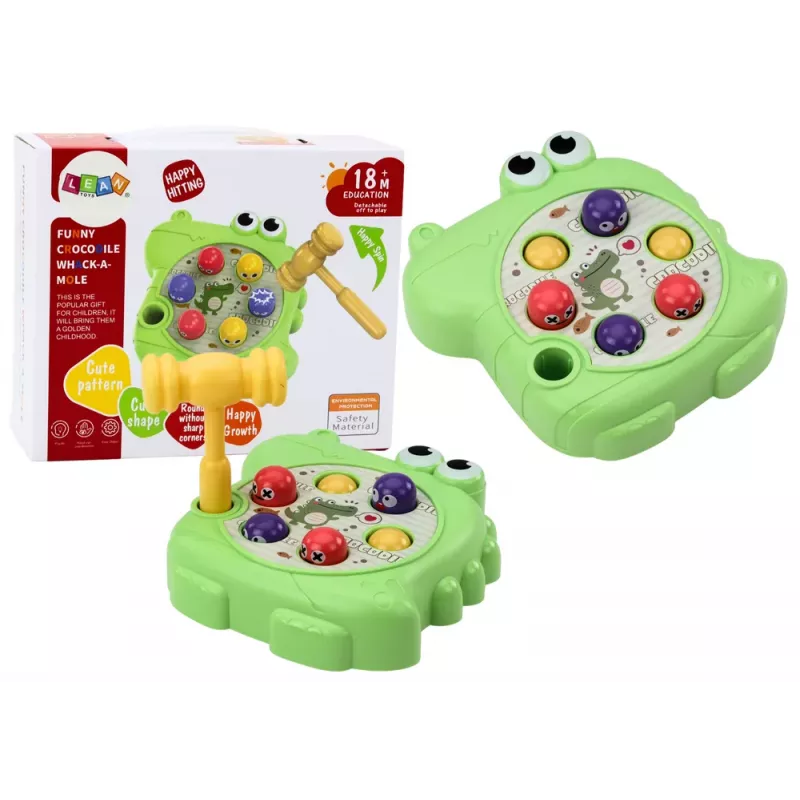 LEAN TOYS Arcade Game Wac A Mole Crocodile Green Hammer