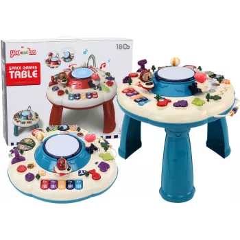 LEAN TOYS Interaktyvus edukacinis skydelis stalas pianinas būgnai mėlyna