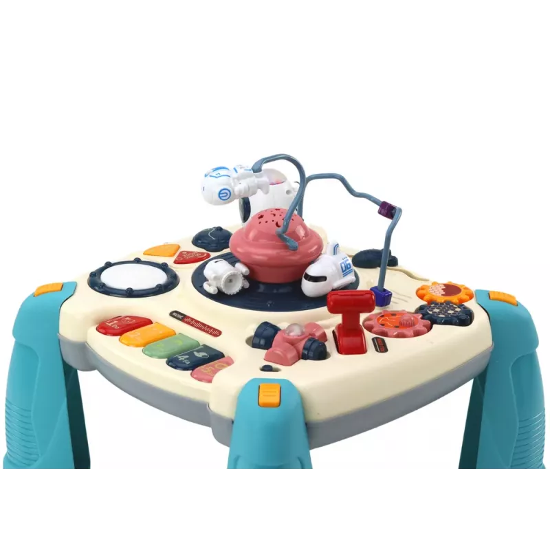 LEAN TOYS Interaktyvus edukacinis stalas vaikams su pianinu, kosmoso mėlyna