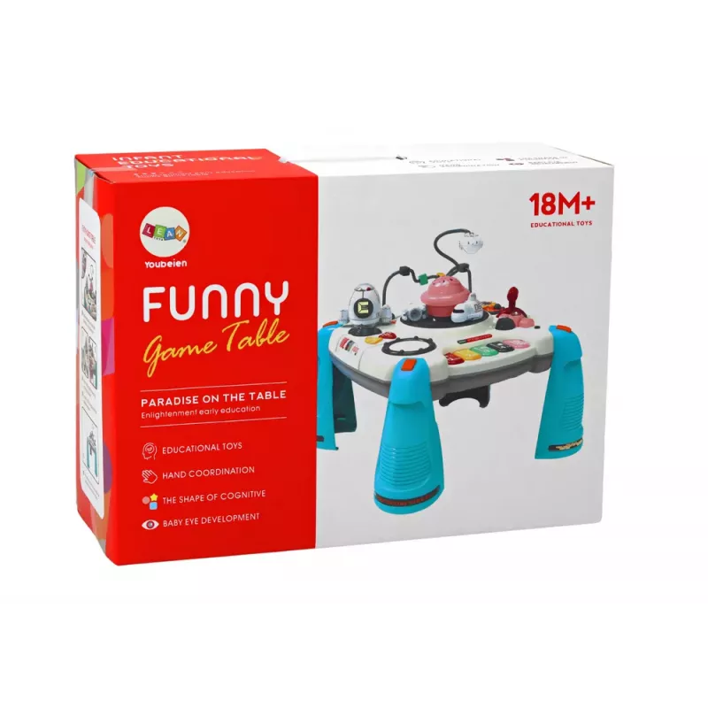 LEAN TOYS Interaktyvus edukacinis stalas vaikams su pianinu, kosmoso mėlyna