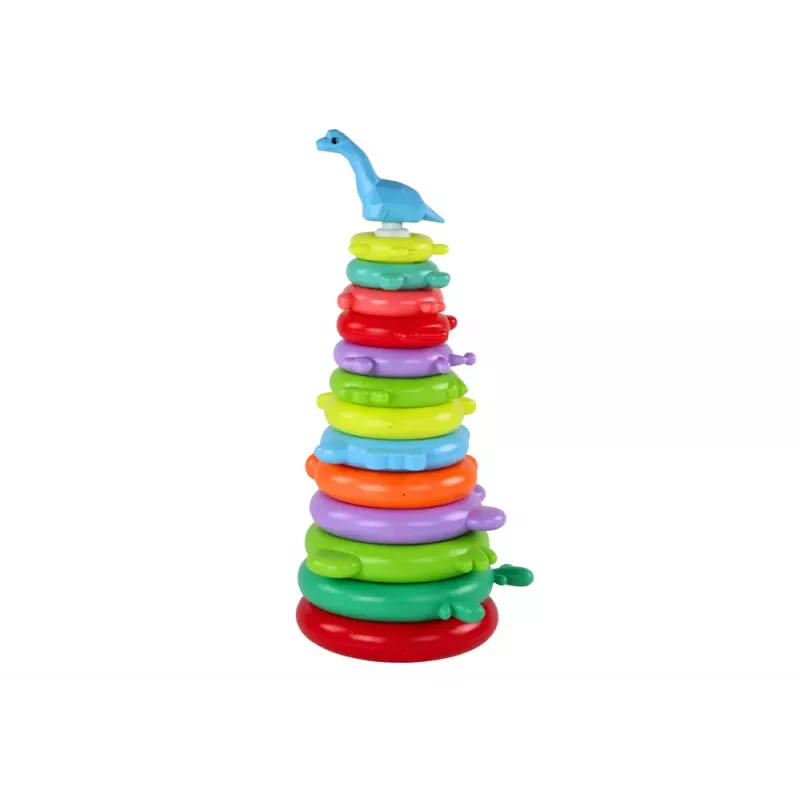 LEAN TOYS Giraffe Pyramid Puzzle 13 Circles Colorful 43cm x 18cm x 18cm