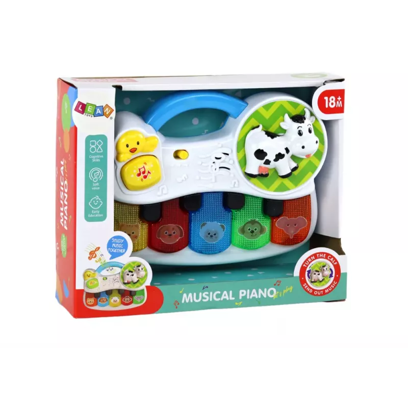 LEAN TOYS Mažas pianinas vaikams, gyvūnai, šviesos, garsai