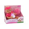 LEAN TOYS Kūdikio lėlė su rožiniais drabužėliais, galvos juostele ir maitinimo reikmenimis