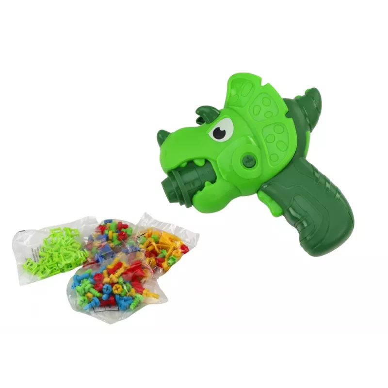 LEAN TOYS Staliniukas Lagaminas DIY Rinkinys Dėlionės Blokeliai Dinozauras Atsuktuvas 249 Dalys