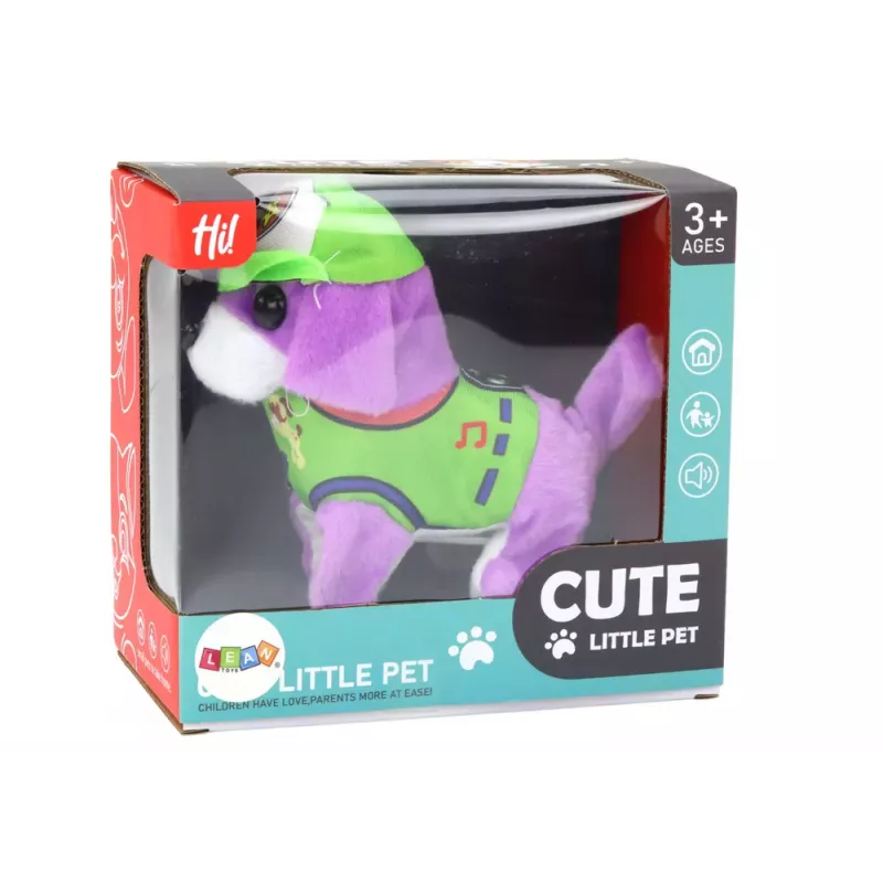 LEAN TOYS Dog Plush Interactive Animal Walks Barking Purple