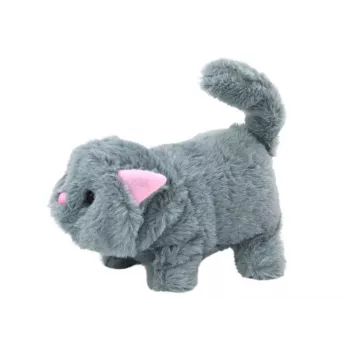 LEAN TOYS Plush Interactive Animal Kitten Walks and Meows Gray