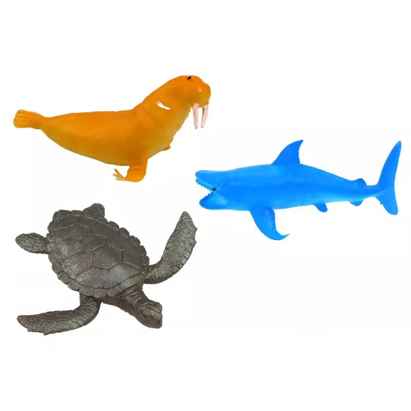 LEAN TOYS Figūrėlių rinkinys Jūros gyvūnai Po vandeniu Pingvinas Ryklys Krabas 10 vnt.