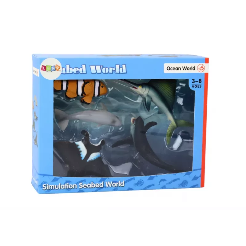 LEAN TOYS Jūros gyvūnų figūrėlių rinkinys Ryklys Delfinas Rombinė raja 5 vnt.