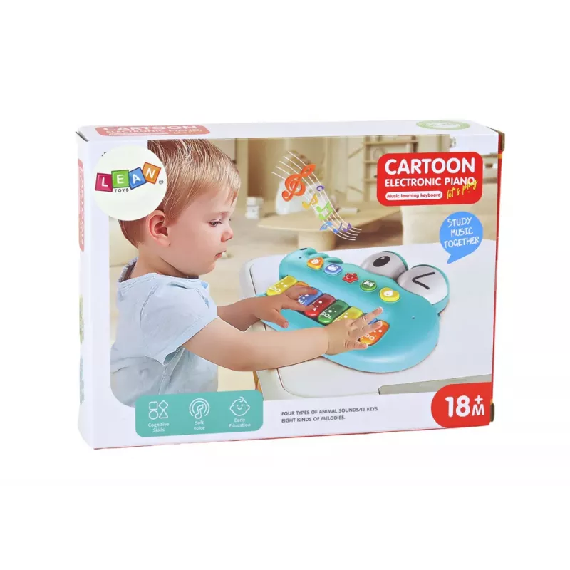 LEAN TOYS Educational Musical Piano Organ, Green Crocodile, Sounds of Light