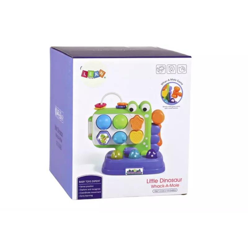 LEAN TOYS Dinozaurų edukacinis skydelis „Whack-A-Mole“ rūšiavimo žaidimas vaikams violetinis