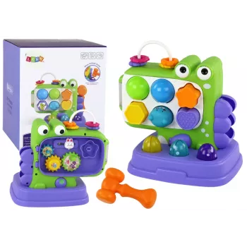 LEAN TOYS Dinozaurų edukacinis skydelis „Whack-A-Mole“ rūšiavimo žaidimas vaikams violetinis