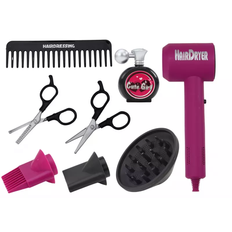 LEAN TOYS Kirpyklos rinkinys Grožio salonas Plaukų džiovintuvas 10 dalių