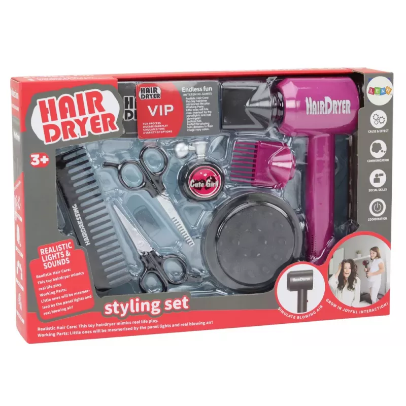 LEAN TOYS Kirpyklos rinkinys Grožio salonas Plaukų džiovintuvas 10 dalių