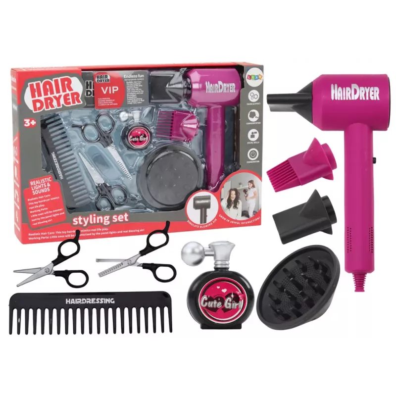 LEAN TOYS Kirpyklos rinkinys Grožio salonas Plaukų džiovintuvas 10 dalių