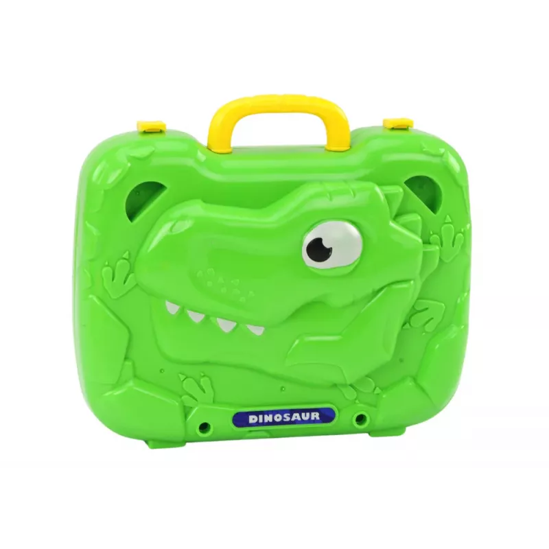 LEAN TOYS Stalo lagaminas „Pasidaryk pats“ rinkinys Dėlionės blokeliai Dinozauras Atsuktuvas 249 vnt.