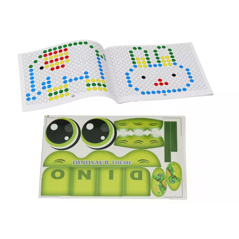 LEAN TOYS Edukacinė magnetinė lenta Dinozaurų piešimo ir dėlionės lentelė Žali karoliukai