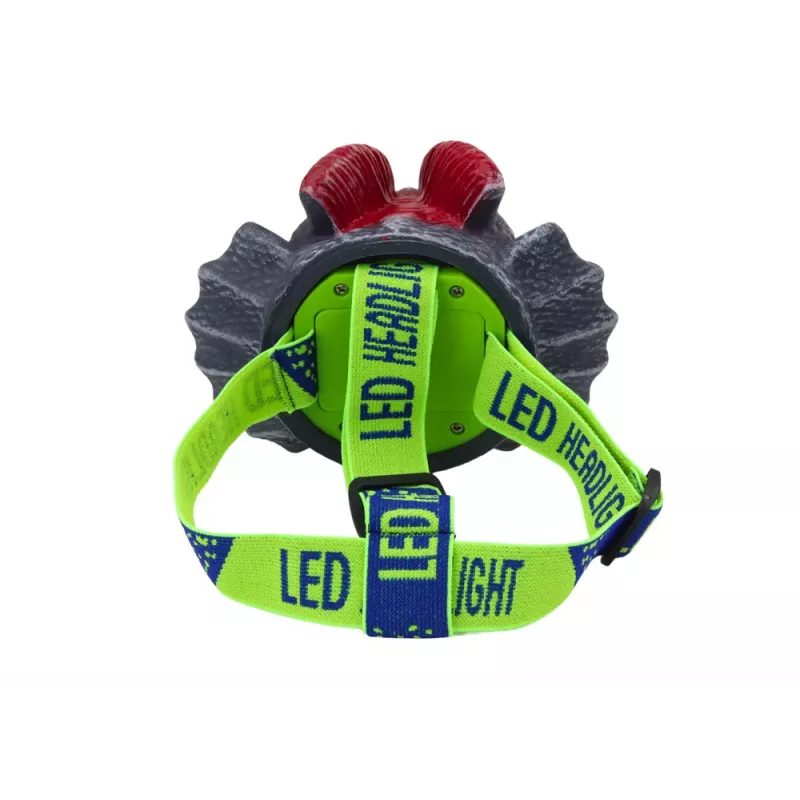 LEAN TOYS Dinozaurų priekinis žibintas su reguliuojamu dirželiu, 3 LED