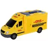 LEAN TOYS Delivery Car 1:16 Friction Drive Opening Doors Lights Yellow Sounds